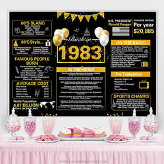 Lofaris Vintage Black Gold Ballon 40th Birthday Backdrop