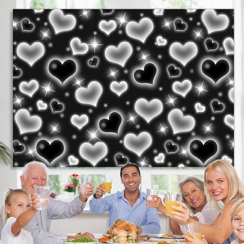 Lofaris Vintage Bokeh Black Heart Birthday Photoshoot Backdrop