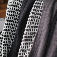 Lofaris Waffle Plaid Knitted Simple Black And White Soft Throw Blanket