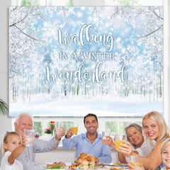 Lofaris Walking In A Winter Wonderland Snow Birthday Backdrop