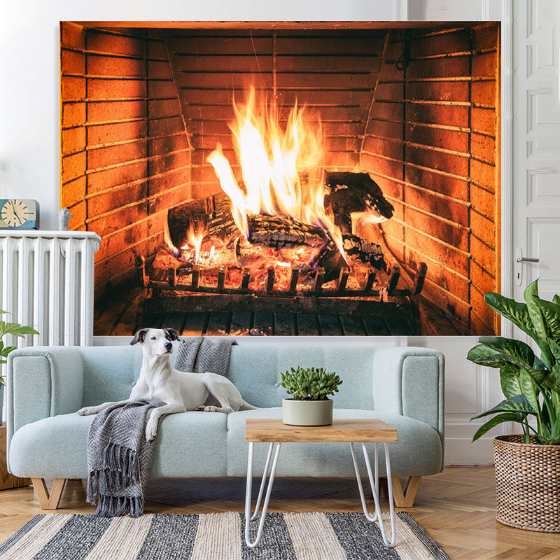 Lofaris Warm and Burning Fireplace Themed Backdrop for Party