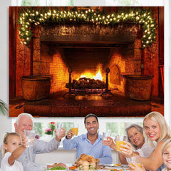 Lofaris Warm fireplace Christmas light backdrop for Photoshoot