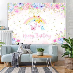 Lofaris Watercolor Flora Baby Girls Princess Birthday Backdrop
