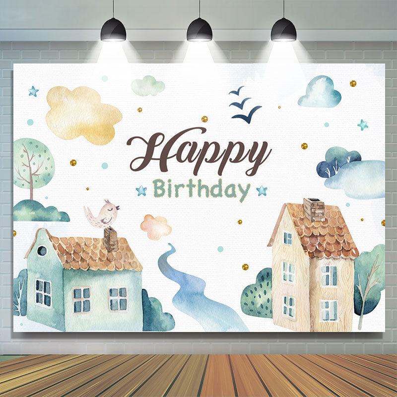 Lofaris Watercolor Green Happy Birthday Backdrop For Kid