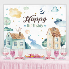 Lofaris Watercolor Green Happy Birthday Backdrop For Kid