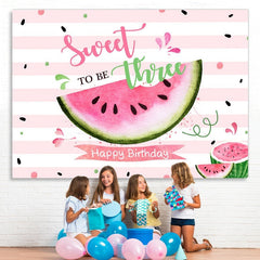 Lofaris Watermelon 3rd Birthday Photoshoot Backdrops for girl