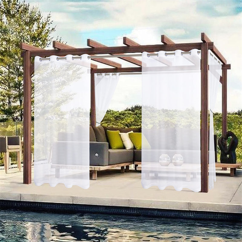 Lofaris Waterproof Sheer White Outdoor Curtains with Top Grommet