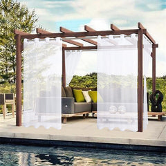 Lofaris Waterproof Sheer White Outdoor Curtains with Top Grommet