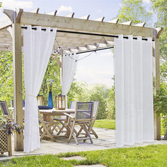 Lofaris Waterproof Sheer White Outdoor Curtains with Top Grommet