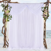 Lofaris Wavy White Tulle Backdrop Curtain Wedding Arch Drapes 5Ft X 7Ft