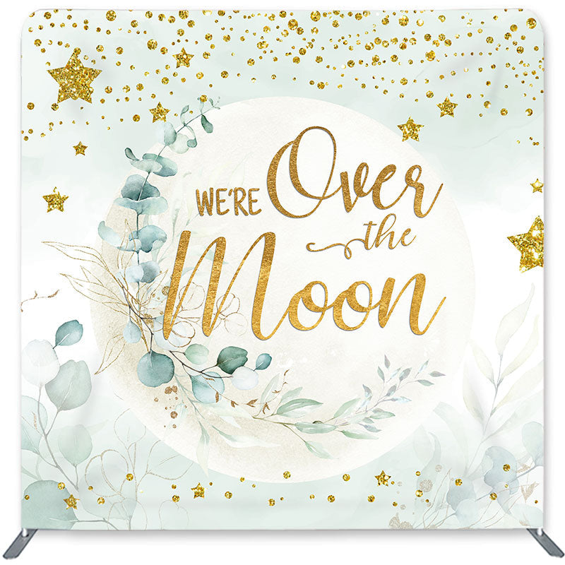 Lofaris We Are Over The Moon Double-Sided Backdrop for Baby Shower