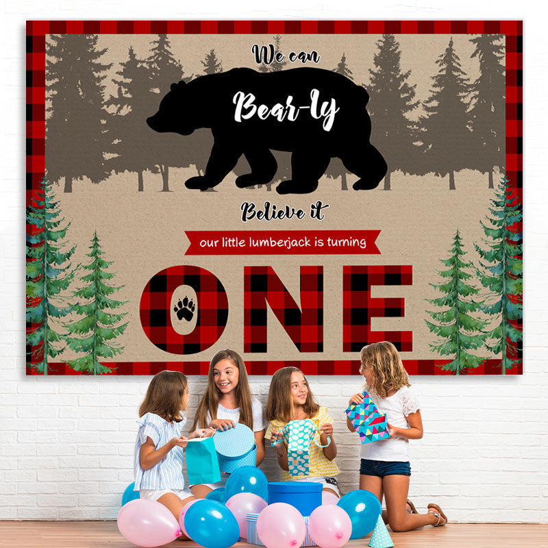 Lofaris We Can Brarly Believe It 1St Birthday Backdrop for Boy