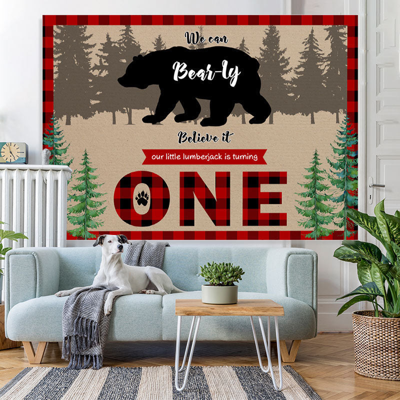 Lofaris We Can Brarly Believe It 1St Birthday Backdrop for Boy