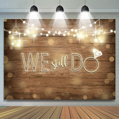 Lofaris We Still Do Diamond Wooden Glitter Light Blur Wedding Backdrop