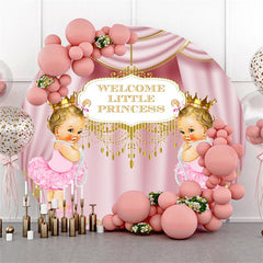 Lofaris Welcome Little Princess Pink Curtain Baby Shower Backdrop