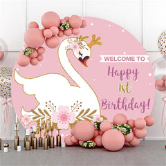 Lofaris Welcome To 1St Happy Birthday Round Backdrop For Girl