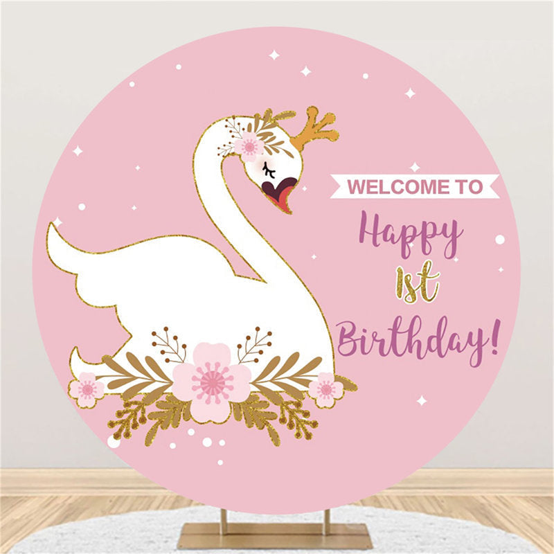 Lofaris Welcome To 1St Happy Birthday Round Backdrop For Girl