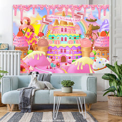 Lofaris Welcome To Candy Land Castle Birthday Backdrop