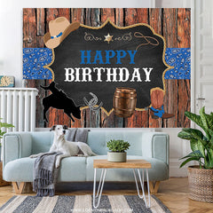 Lofaris Western Cowboy Theme Rustic Wood Happy Birthday PartyBackdrop