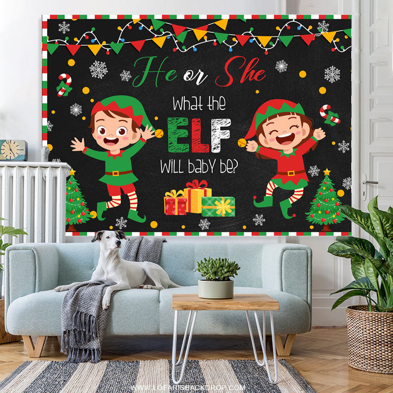 Lofaris What Elf Will The Baby Be Christmas Shower Backdrop