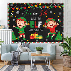 Lofaris What Elf Will The Baby Be Christmas Shower Backdrop