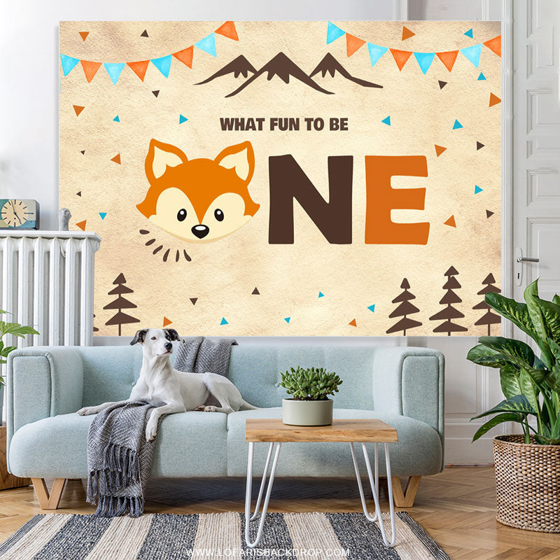 Lofaris What Fun To Be One Fox Jungle Theme Birthday Backdrop