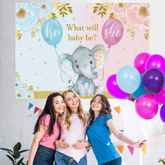 Lofaris What Will Baby Be Elephent Shower Backdrop