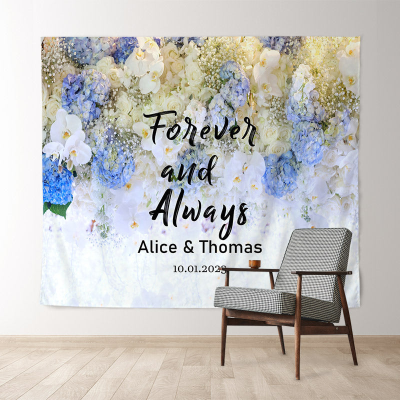 Lofaris White And Blue Flowers Simple Backdrop For Wedding