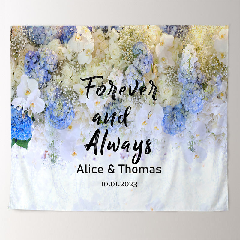 Lofaris White And Blue Flowers Simple Backdrop For Wedding