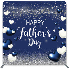 Lofaris White And Blue Heart Double-Sided Backdrop for Fathers Day