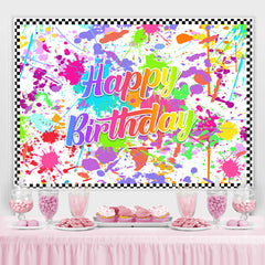Lofaris White And Colored Graffiti Happy Birthday Backdrop