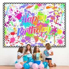 Lofaris White And Colored Graffiti Happy Birthday Backdrop