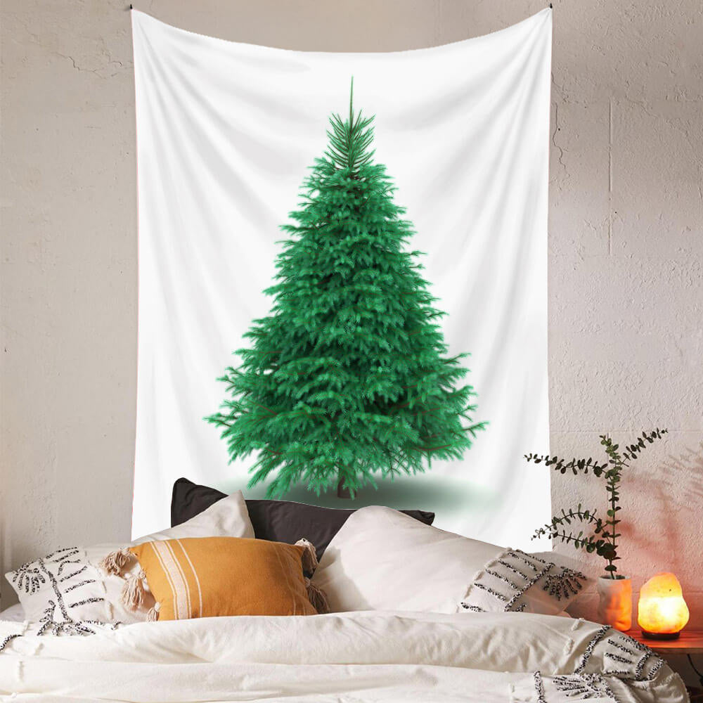 White And Green Art Decor Christmas Tree Wall Tapestry Lofaris