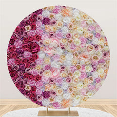 Lofaris White And Purple Floral Round Wedding Decoration Backdrop