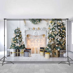 Lofaris White Ball Green Leaves Christmas Backdrop For Party