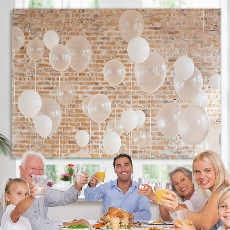 Lofaris White Balloons Brick Party Decor Backdrop for Birthday