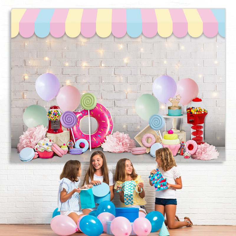 Lofaris White Brick And Glitter Wall Happy Birthday Backdrop