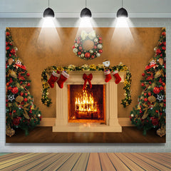 Lofaris White Closet And Christmas Trees Warm House Backdrop