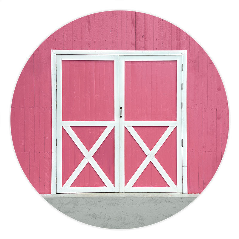 Lofaris White Door And Pink Wood Round Wedding Decro Backdrop
