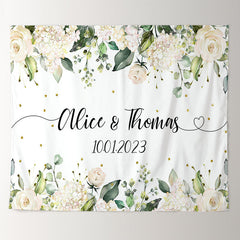 Lofaris White Floral Green Leaves We Still Do Wedding Backdrop