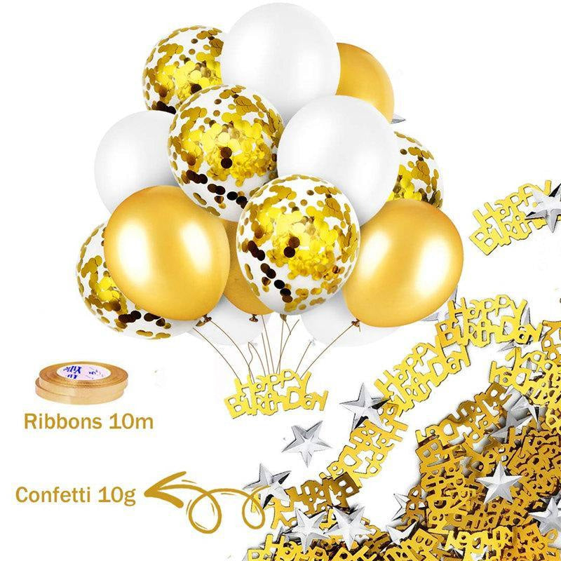 Lofaris White Gold Birthday Balloons Decoration for Party