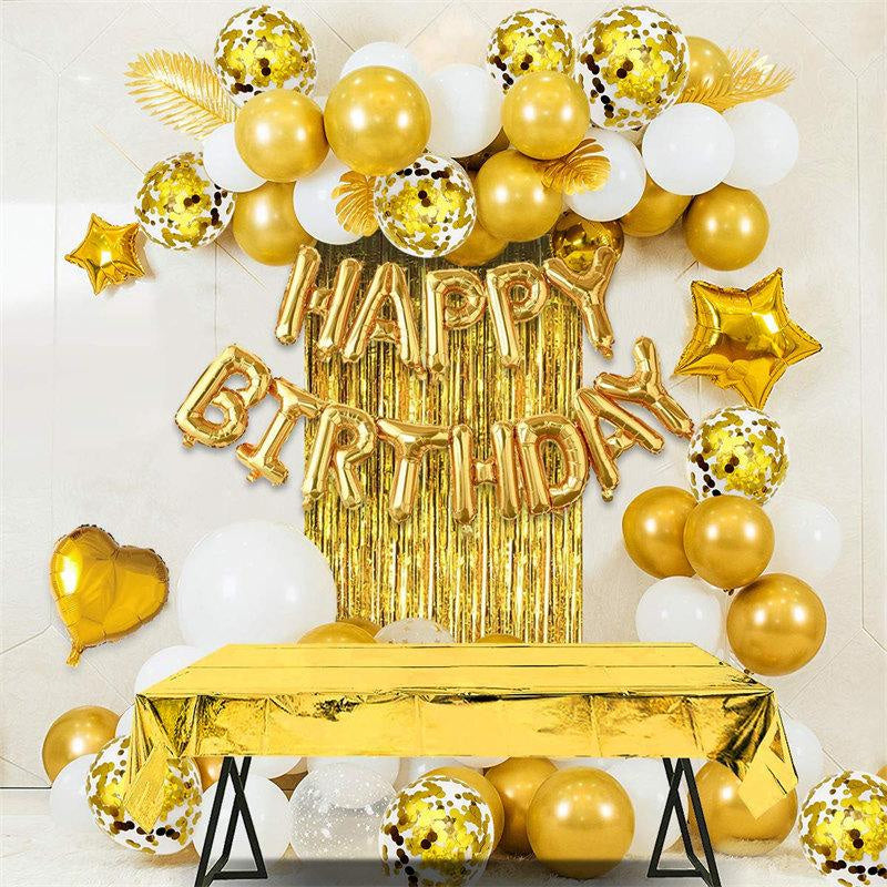 Lofaris White Gold Birthday Balloons Decoration for Party