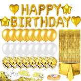 Lofaris White Gold Birthday Balloons Decoration for Party