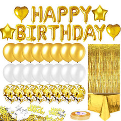 Lofaris White Gold Birthday Balloons Decoration for Party