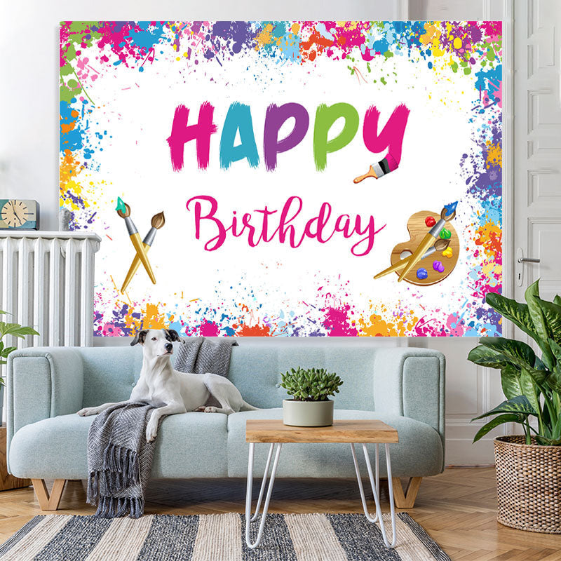 Lofaris White Graffiti Wall Happy Birthday Backdrop Decoration