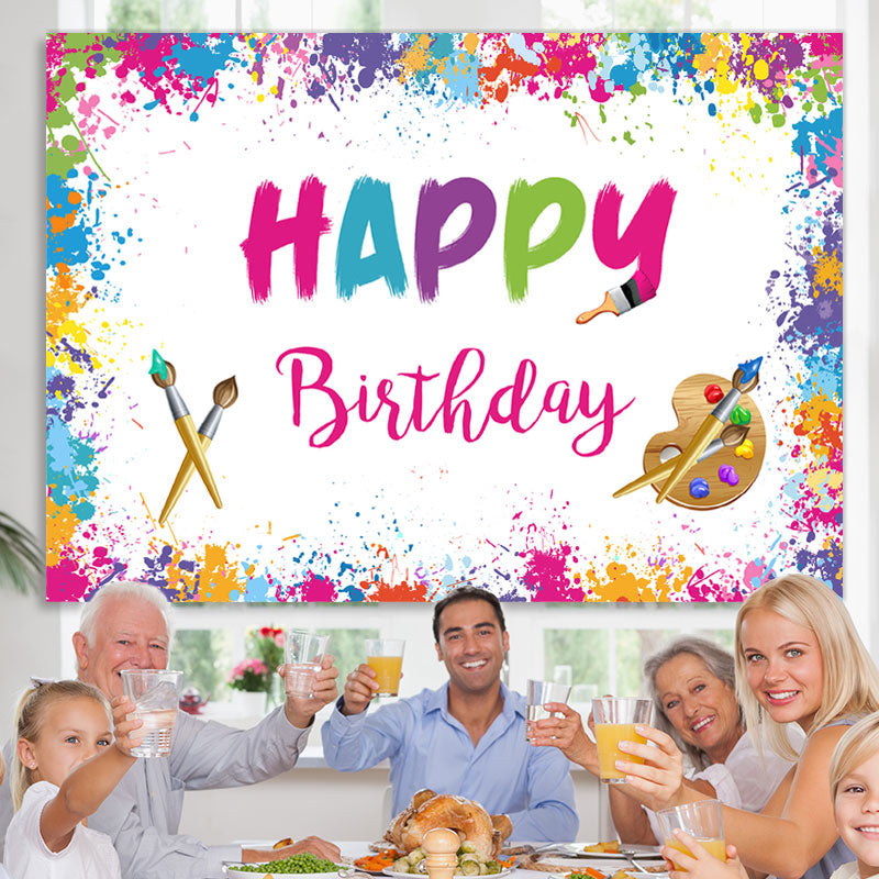 Lofaris White Graffiti Wall Happy Birthday Backdrop Decoration