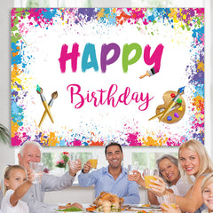 Lofaris White Graffiti Wall Happy Birthday Backdrop Decoration