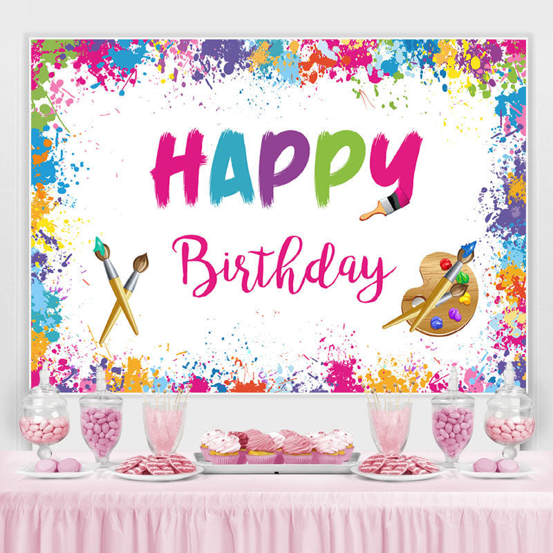 Lofaris White Graffiti Wall Happy Birthday Backdrop Decoration