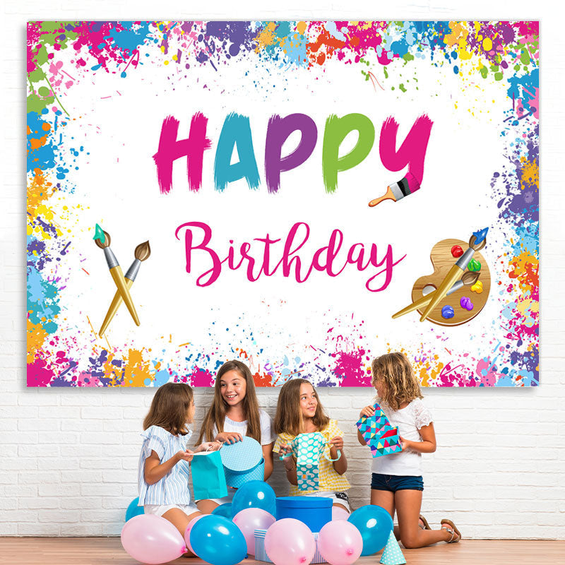 Lofaris White Graffiti Wall Happy Birthday Backdrop Decoration