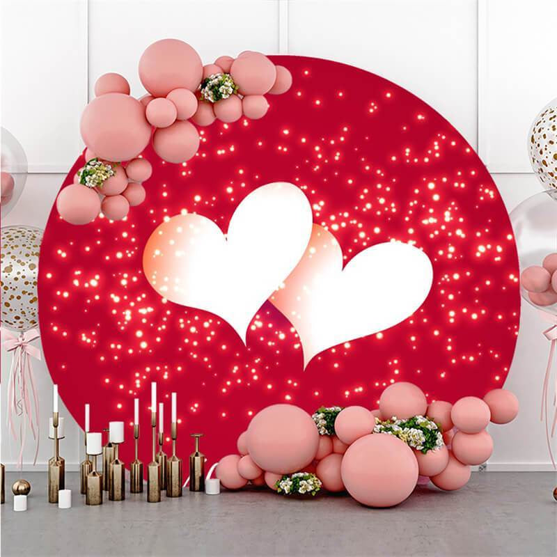 Lofaris White Love With Red Bokeh Round Valentines Backdrop